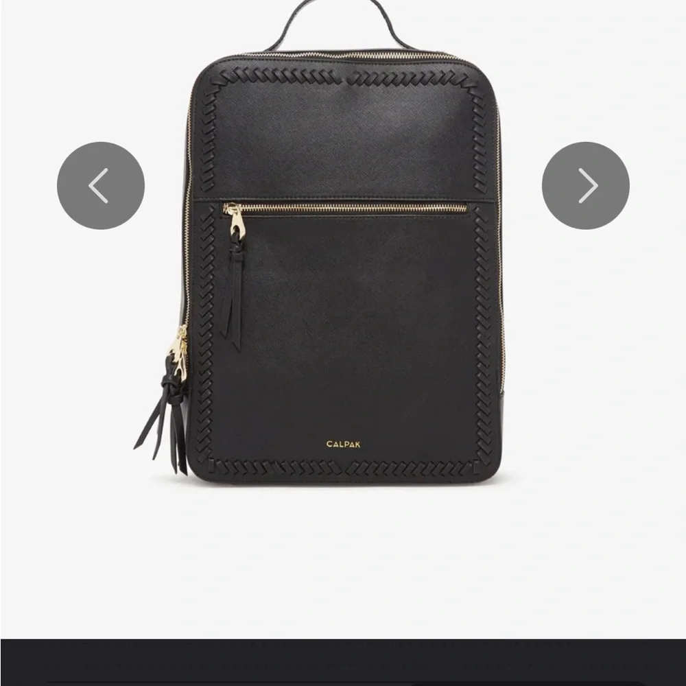 Calpak Black Laptop Backpack with Woven Edge Detail